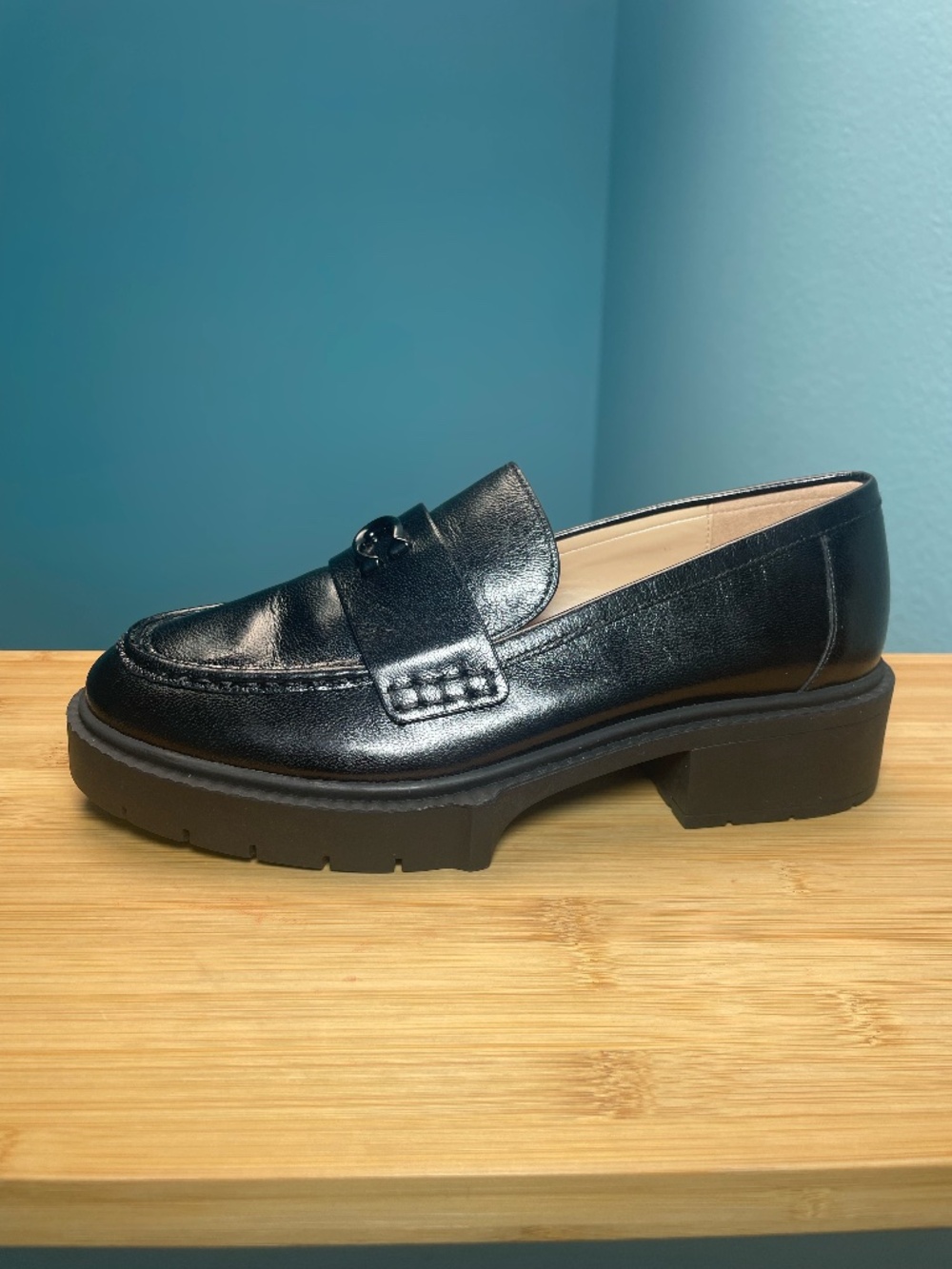 Coach Leah Chunky Lug Sole Platform Loafers Black Women's 8 Very Nice Shoes EUC!